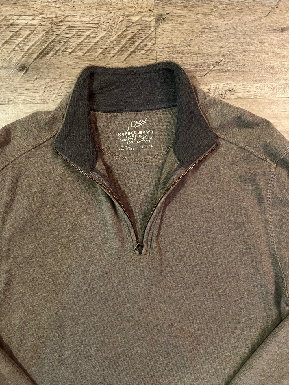J Crew Quarter Zip Pullover Men’s S Brow 100% Cotton Preppy Golf Sueded Jersey